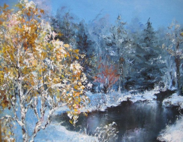 Первый снег живопись