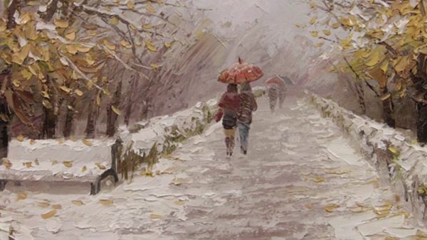 Ноябрь первый снег живопись