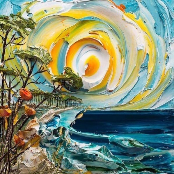 Волна мастихином морская