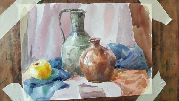 Лессировка акварелью натюрморт