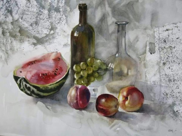 Натюрморт акварелью лессировка Академическая живопись