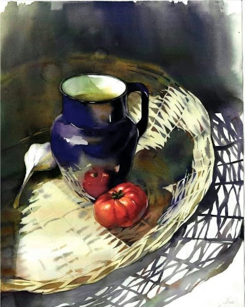 Натюрморт акварелью лессировка Академическая живопись