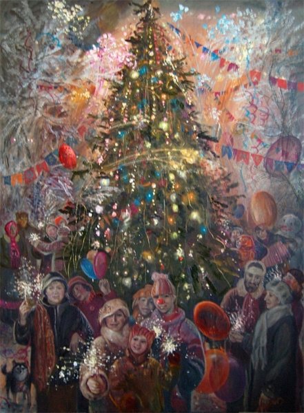 Шардаков Павел Фёдорович. Украшают ёлку. 1948