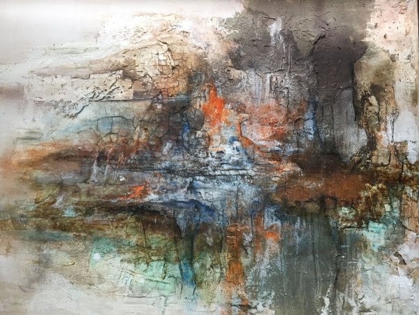 Картина дерево с серебряной поталью