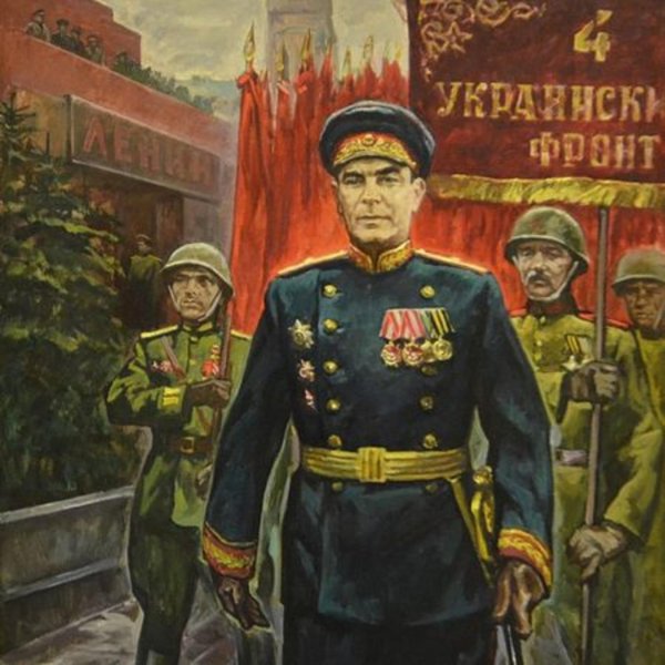 Брежнев Леонид Ильич на параде Победы 1945