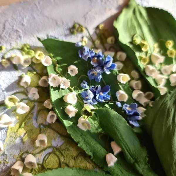 Картины в технике мокрая бумага с розами объемная