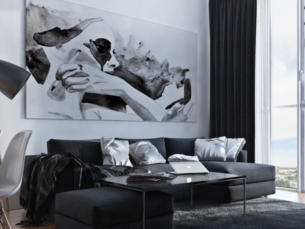 Черно белый интерьер