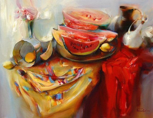 Гуашевая живопись натюрморт в холодной гамме