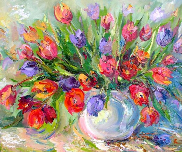 Букет к 8 марта живопись