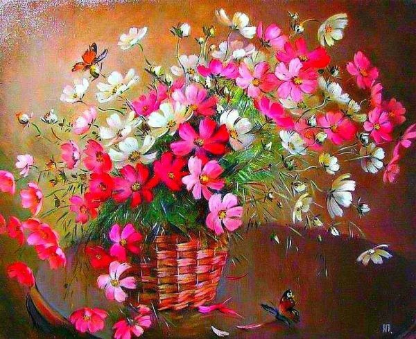 Картины с цветами с днем рождения