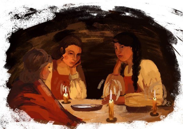 Девушки гадают на Святки