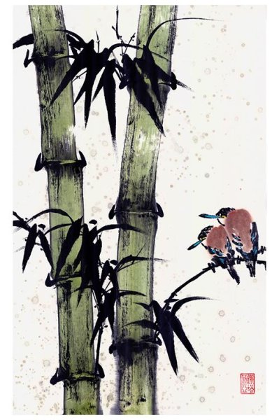 Лягушка тушью в японском стиле