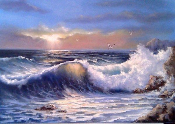 Волна маслом на холсте