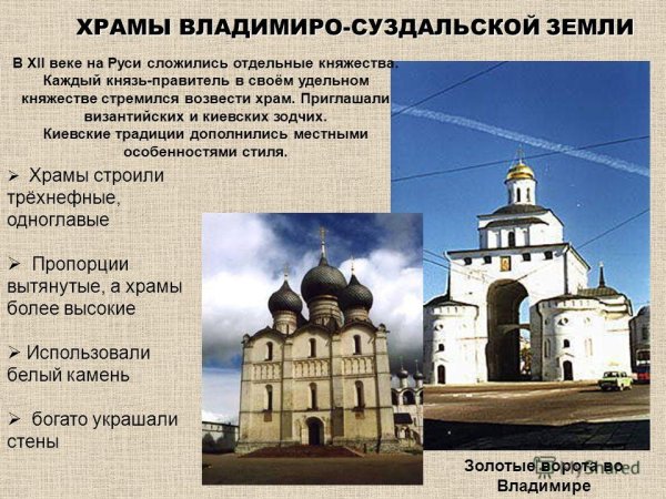 Культура Владимиро-Суздальского княжества таблица