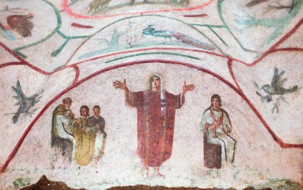 Катакомбы фреска Пастырь добрый