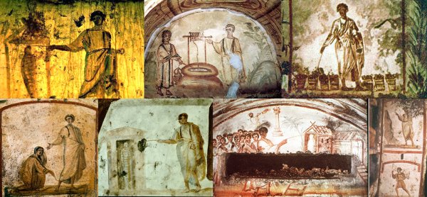Фрески катакомб «Христос с апостолами Петром и Павлом»