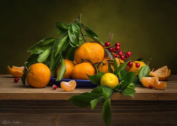 Мандарины натюрморт на прозрачном фоне