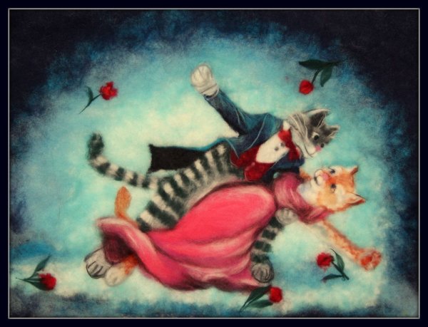 Шерстяная акварель Золотая рыбка