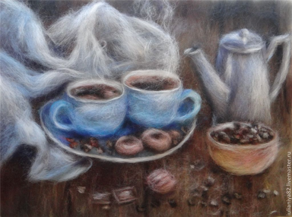 Шерстяная акварель деревня