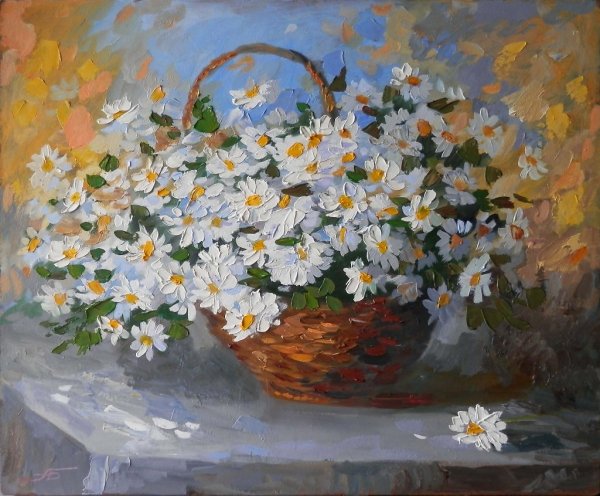 Ромашки живопись