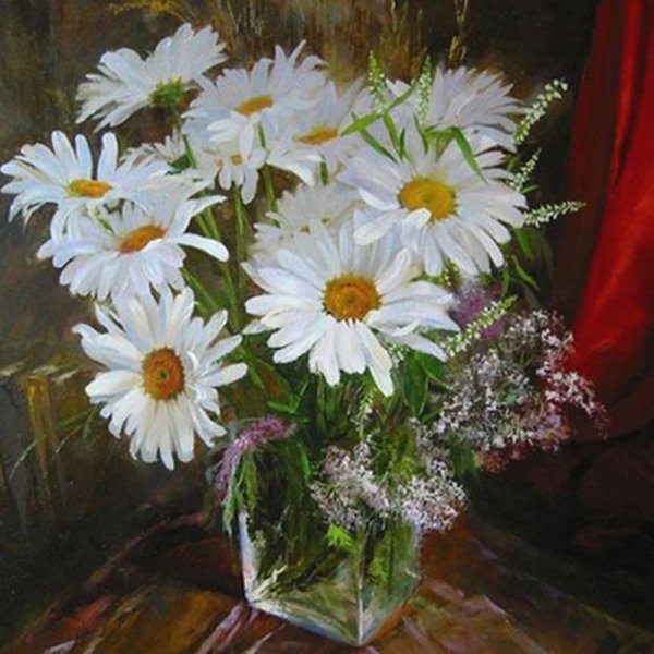 Букет ромашек живопись