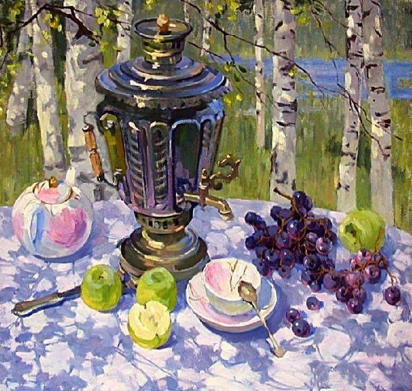 «Натюрморт с самоваром» художник Илья Машков