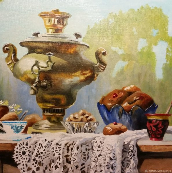 Боровик Евгений Алексеевич «натюрморт с самоваром»