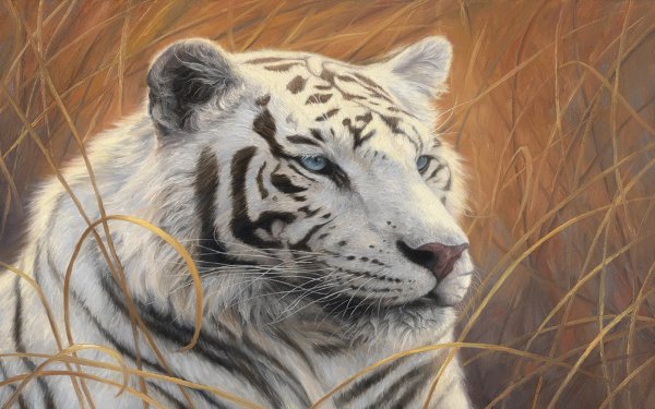 Алмазная вышивка белый тигр диамонд