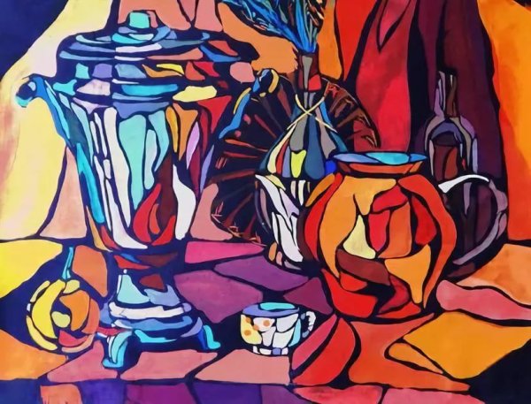 Декоративный стилизованный натюрморт стиль Матисс