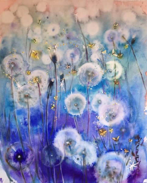 Акварель по сырому пейзаж