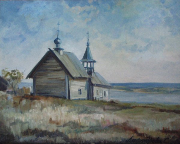 Левитан деревянный храм