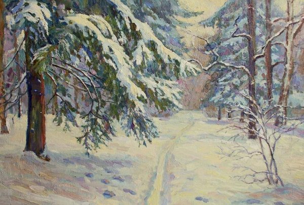 Картины художников зима в лесу