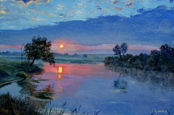 Пейзаж с рыбаком