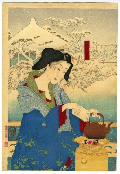 Чайная церемония в Японии гравюра