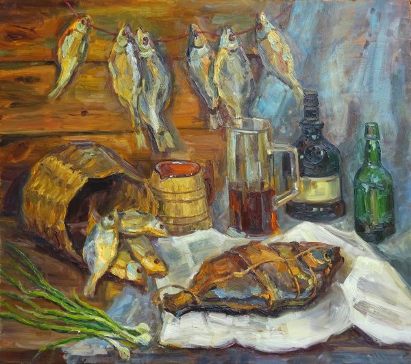 Натюрморт вобла пиво