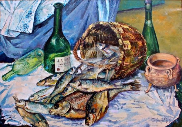 Сергей Михайлович Габелия натюрморт с рыбой