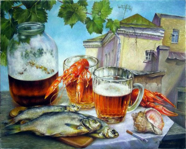 Натюрморт вобла пиво