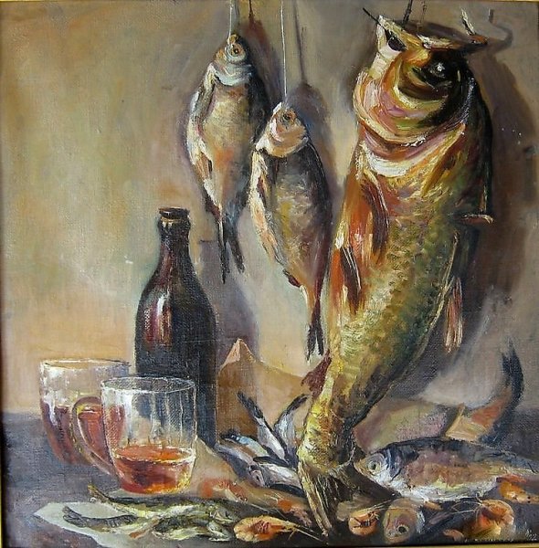 Сергей Михайлович Габелия натюрморт с рыбой