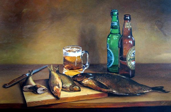 Натюрморт с вяленой рыбой