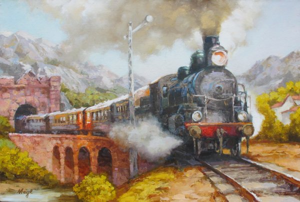 Картины Ольга Медведева паровозы