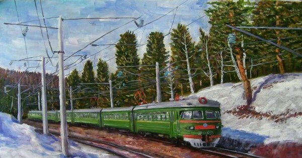 Художник Алан Фирнли паровозы