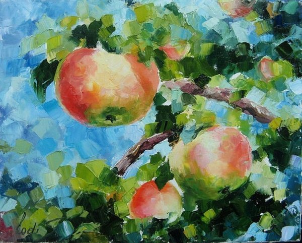 Яблоки на ветке маслом