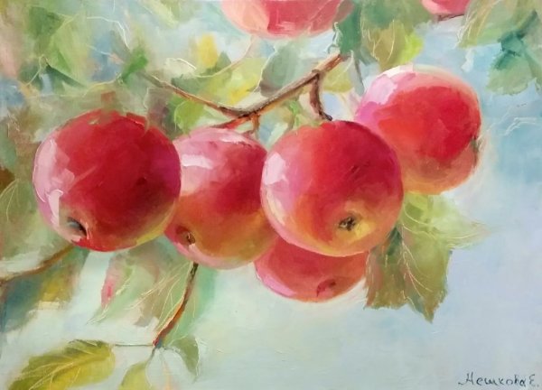 Яблоня акварель