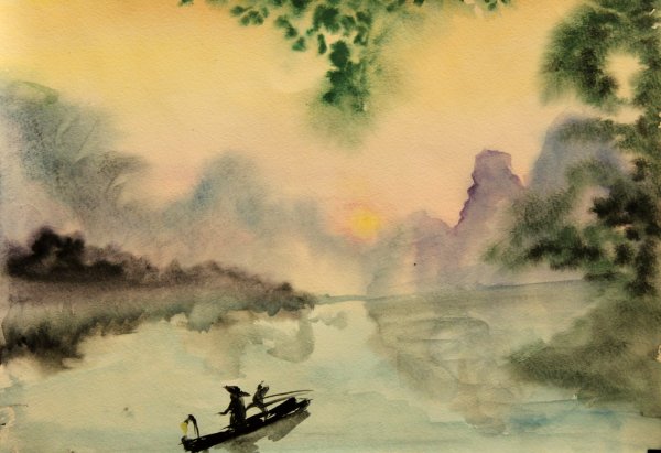 Японская живописьакаварель