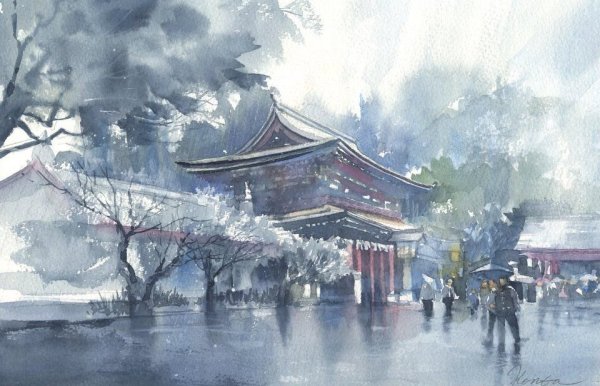 Япония акварель