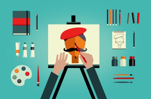 Творчество флет иллюстрация