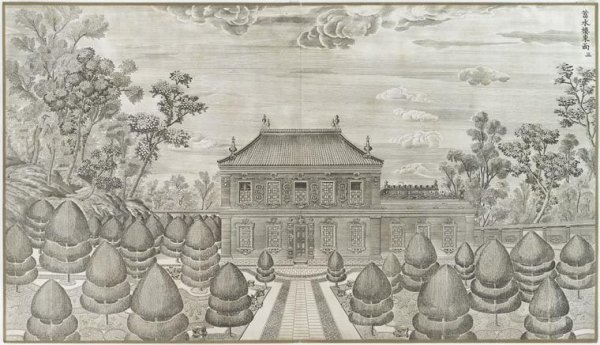 Гравюра а. Зубова. Летний сад. 1716