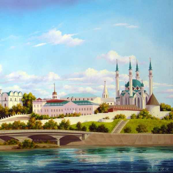 Картина "Казанский Кремль" гравированная