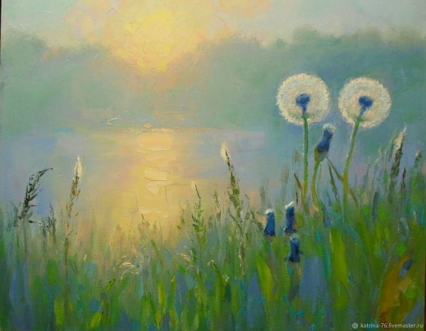 Одуванчики живопись маслом
