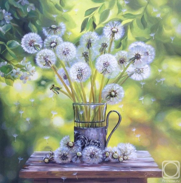 Одуванчики маслом на холсте